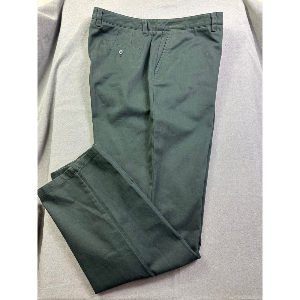 Eddie Bauer Men's Green Cotton Chino Pants Straight Leg Tall Size 18‎